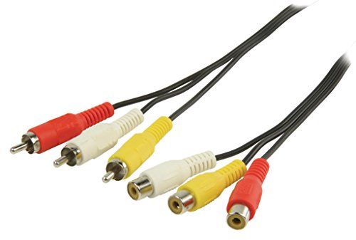 Valueline VLVP24305B50  - Cable de audio y video (3 x RCA, 3 x RCA, Macho/Hembra, Negro, Cloruro de polivinilo (PVC), Bolsa de plástico)