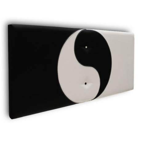 Ventadecolchones - Cabecero Modelo Ying Yang tapizado en Polipiel Negro y Polipiel Blanco Medidas 106 x 70 cm (para Camas de 90 ó 105 cm)