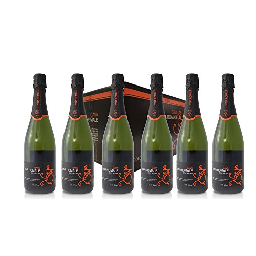 VIÑA ROMALE – Caja Regalo de 6 botellas de Viña Romale Cava Brut Nature Extremeño de Almendralejo (D.O CAVA). Caja de 6 botellas de 75 cl. 100% ARTESANAL