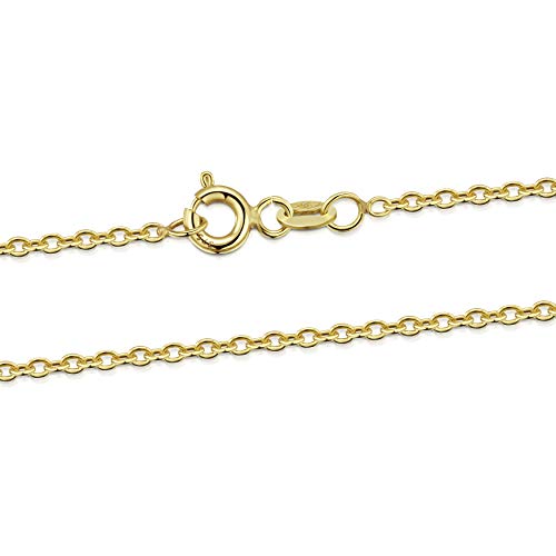 Amberta Joyería Collar en Oro Amarillo 9K - Cadena Belcher 1.4 mm - Gargantilla Ajustable de 46 a 51 cm