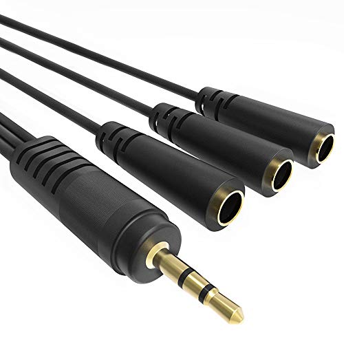 ancable 9, 3.5 mm (1/8 ") Macho a 3 X Hembra Cable Divisor de Audio estéreo, Chapado en Oro
