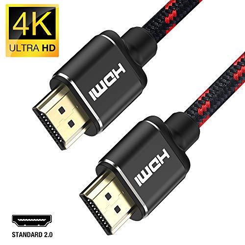 Cable HDMI 4K 1m-Snowkids Ultra High Speed 18 Gbps HDMI 4K a 60 Hz Cable Trenzado de Nylon Compatible con Fire TV, Soporte 3D, Ethernet, Video 4K UHD 2160p, HD 1080p - Xbox 360 PS3 PS4-Negro