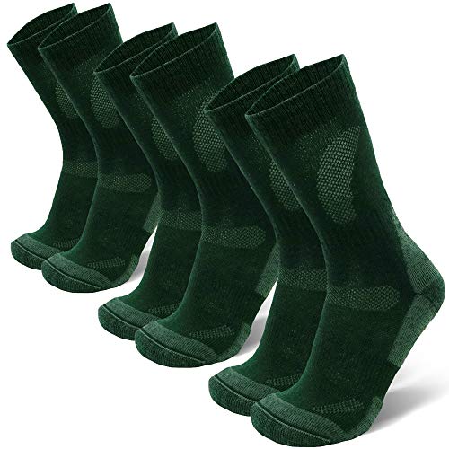 Calcetines de Senderismo de Lana Merino 3 pares (Verde, EU 43-47)