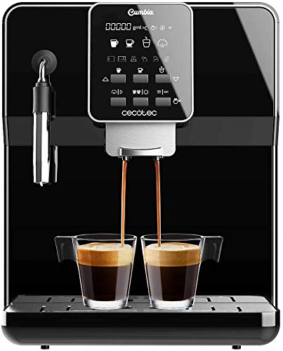 Cecotec cafetera megautomática Power Matic-ccino 6000 Serie Nera. 19 bares,1-2 cafés, sistema de rápido calentamiento, pantalla LCD, depósito café 250 gr, molinillo integrado, 1350 W