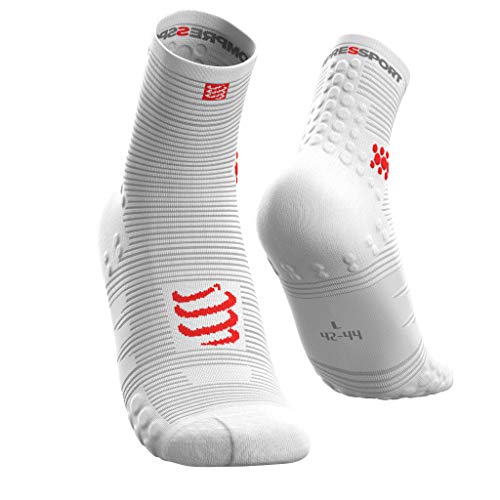 COMPRESSPORT Pro Racing Socks v3.0 Run High Calcetines para Correr, Unisex-Adult, Blanco, T3