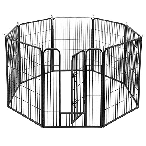 FEANDREA Parque para Mascotas de 8 Paneles, Jaula para Perros de Alta Resistencia, 77 x 100 cm, Negro PPK81H