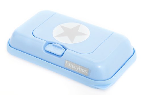 Funkybox - Pequeña cajita para toallitas húmedas - Azul con gris estrella
