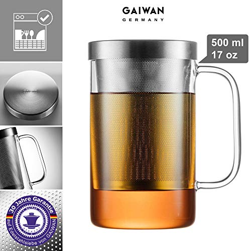 GAIWAN PURE 550S - Vaso de té con infusor y tapa incorporados - Apto para lavavajillas - Resistente al calor