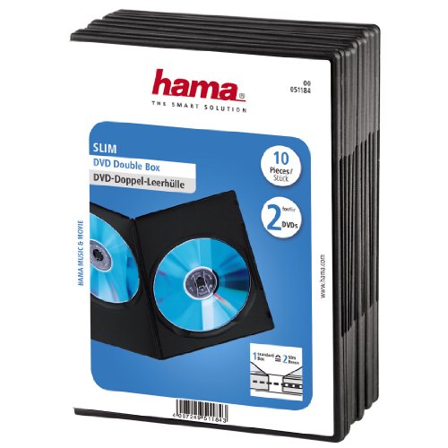 Hama Slim Box - Carcasa Doble para DVD (10 Unidades), Negro