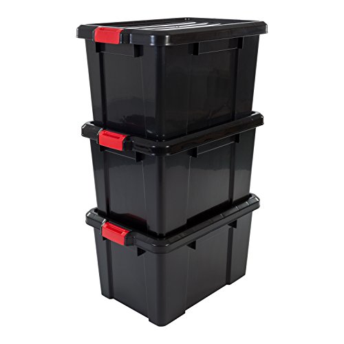 Iris Ohyama 135741 sk-450 Power Box Set de 3 cajas de almacenamiento de plástico negro 59 x 38,5 x 32 cm