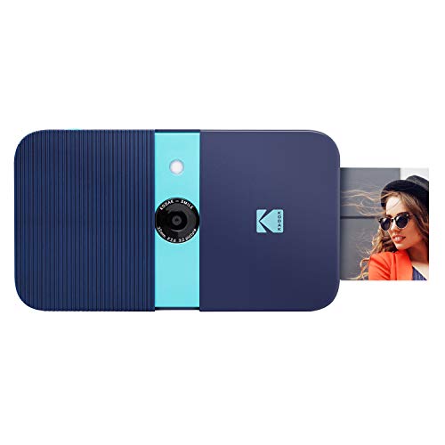 KODAK Smile Cámara digital de impresión instantánea – Cámara de 10MP que abre al deslizarse c/impresora 2x3 ZINK, Pantalla, Enfoque fijo, Flash automático y edición de fotos – Azul