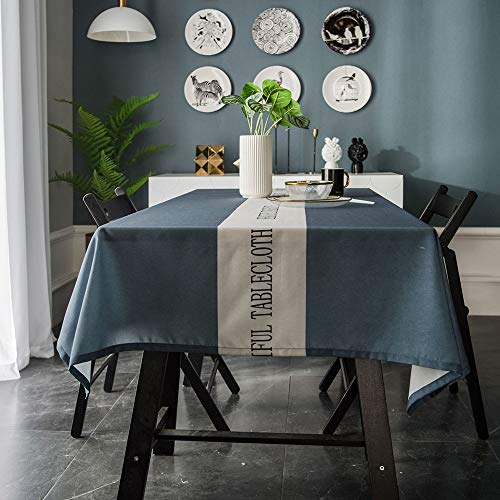 QINSHAN Carta Mesa Redonda Mantel nórdica Largo Plena Tela de poliéster Verde impresión Cafetería Restaurante Impermeable Acolchado Calidad Inicio Decoración (Color : Blue, Size : 135 * 160)