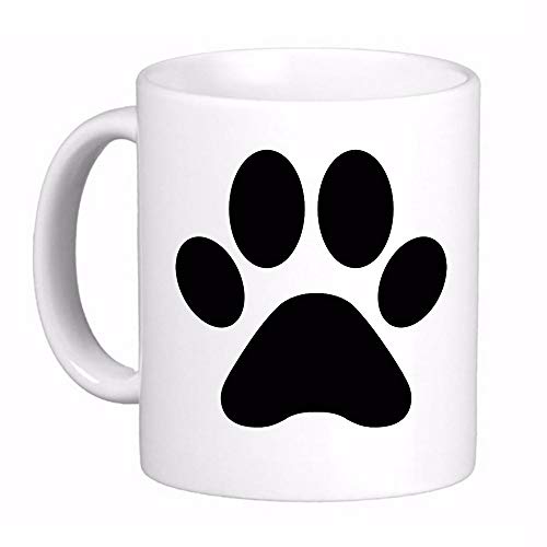 Taza de café con cita blanca, 11 onzas, para amantes de los perros, con diseño de huellas de perro, impresionante y divertido regalo para los amantes de los cachorros
