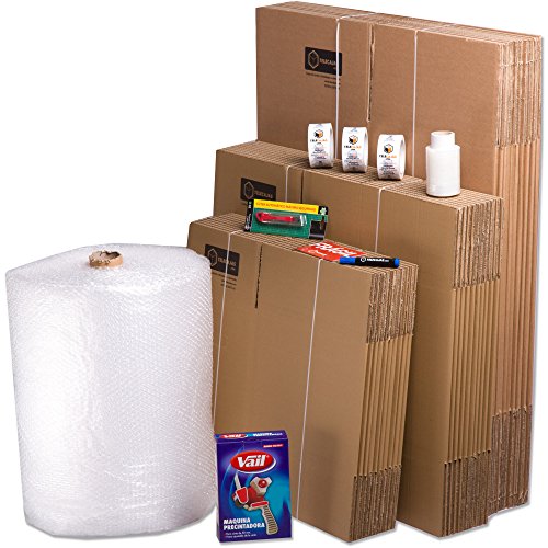 TELECAJAS® | Pack Mudanza (Cajas de cartón, plástico Burbujas, precinto, etc) con el Embalaje para una mudanza de casa (Pack MUDANZA Couple)