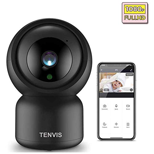 TENVIS Cámara Vigilancia IP WiFi - 1080P FHD Cámara Interiores Monitor de Detección de Movimiento, Visión Noturna, Audio Bidireccional, Compatible con Alexa, Cámara de Seguridad para Bebé y Mascotas