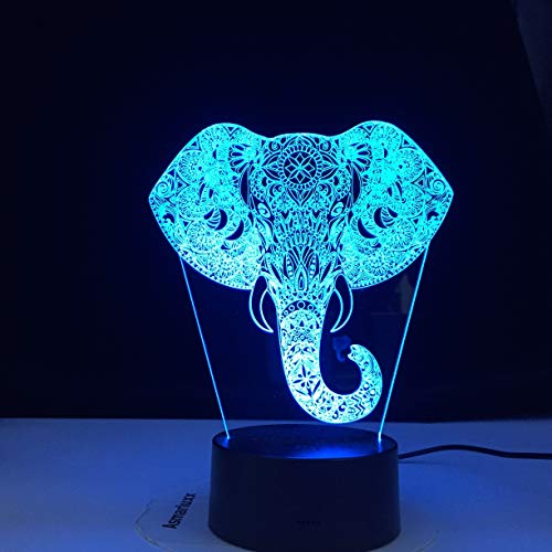 3D Touch Elephant Night Light Colorido cambio LED Lámpara de mesa Niños Regalo Sala de estar Bar decoración Luces