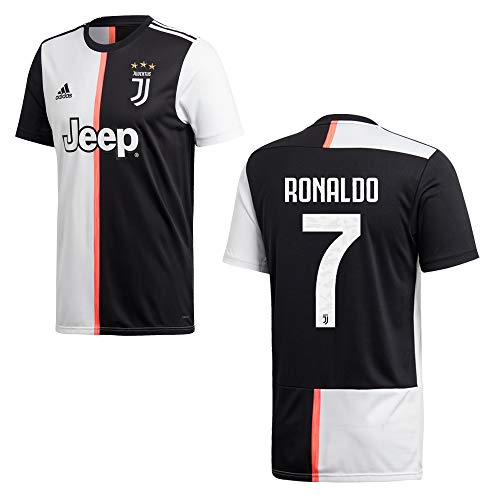 adidas 2020- Camiseta de la Juventus de Turín para hombre, diseño de Ronaldo 7, primavera/verano, color blanco y negro, tamaño large
