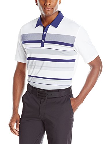 adidas Climacool Graphic del Golf Hombres pecho Polo de rayas - B3241812, White/Midnight Indigo/Mid Grey