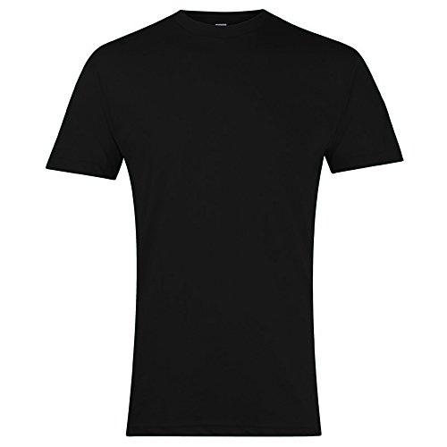 American Apparel - Camiseta Lisa de Manga Corta con Cuello Redondo (Grande (L)) (Negro)