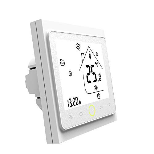 Blusea Termostato Programable WiFi 3A para calefacción Individual de calderas de Gas/Agua Funciona con Alexa/Google Home Contacto seco