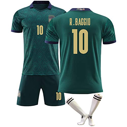 Bonucci No. 19 R.Baggio No. 10 Uniformes de Entrenamiento de fútbol, Camiseta de visitante Italiana Personalizada Kits de Pantalones Cortos de Camiseta de fútbol para Adultos para niños-10#-20(110~