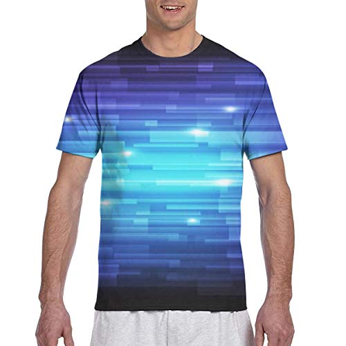 Camiseta para Hombre Línea Abstracta Fondo Azul Claro Camiseta de Corte clásico Camiseta Deportiva de Manga Corta