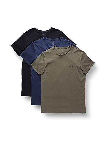 Diesel UMTEE-JAKETHREEPACK, Camiseta para Hombre, Multicolor (Black/Dress Blue/Olive Night E4079/0aalw), L, Pack de 3