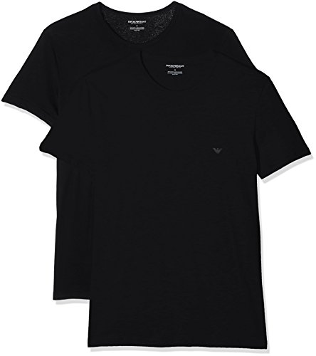 Emporio Armani 111647 Camiseta Interior, Negro (Black), Medium (Tamaño del Fabricante:M) (Pack de 2) para Hombre