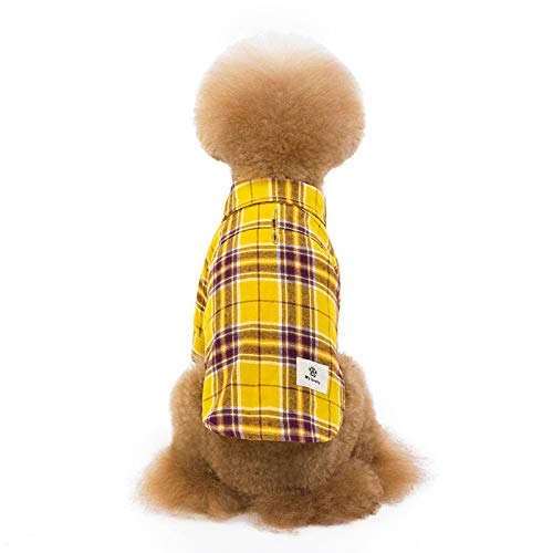 FANGXUEPING Camisa A Cuadros Casual para Mascotas Nueva Ropa para Mascotas Ropa para Perros De Peluche Método De Camisa para Perros Dou Bomei L Amarillo