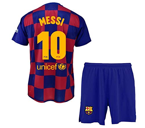 FCB Conjunto Camiseta y Pantalón Primera Equipación Infantil Messi del FC Barcelona Producto Oficial Licenciado Temporada 2019-2020 Color Azulgrana (Azulgrana, Talla 12)
