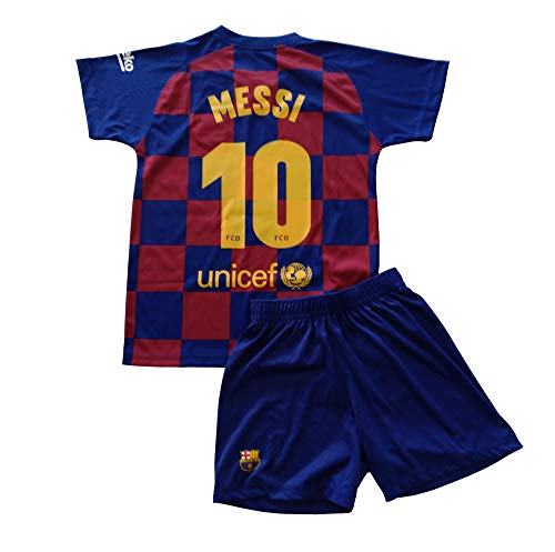 FCB Conjunto Camiseta y Pantalón Primera Equipación Infantil Messi del FC Barcelona Producto Oficial Licenciado Temporada 2019-2020 Color Azulgrana (Azulgrana, Talla 12)