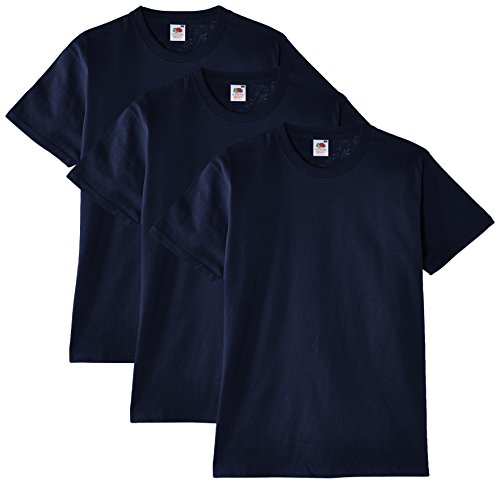 Fruit of the Loom Heavy Cotton Tee Shirt 3 Pack, Camiseta de Manga Corta Para Hombre, Azul (Marineblau), Medium