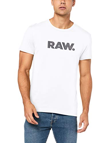 G-STAR RAW Holorn R T S/S Camiseta, Blanco (White 110), Large para Hombre