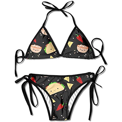 heefan Traje de baño, Conjunto de Bikini Triangular Triangular con Lazo para Mujer Taco Tuesday Party