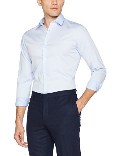 Jack & Jones Jprnon Iron Shirt L/s Noos Camisa, Azul (Cashmere Blue Fit:Slim Fit), Medium para Hombre