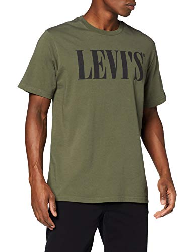 Levi's Relaxed Graphic tee Camiseta, Verde (90's Serif Logo Olive Night 0028), Large para Hombre