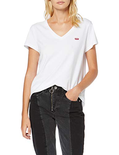 Levi's Vneck Camiseta, Blanco (White + 0002), Small para Mujer