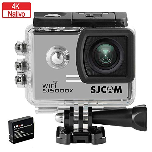 SJCAM SJ5000X Elite (versión española) - Videocámara deportiva (WiFi integrado, 4K, pantalla de 2'' LCD, WiFi, sumergible 30 m) color plateado