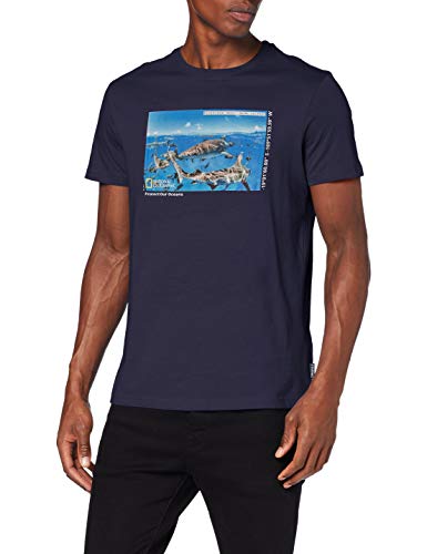 Springfield 01Li Nat.Geo. Manu Sharks Camiseta, Azul (Blue 12), X-Large (Tamaño del Fabricante: XL) para Hombre
