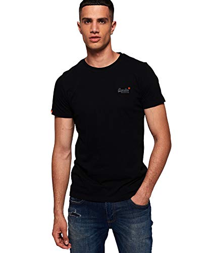 Superdry Label Vntge Emb S/S tee Camiseta de Tirantes, Negro (Black 02A), M para Hombre