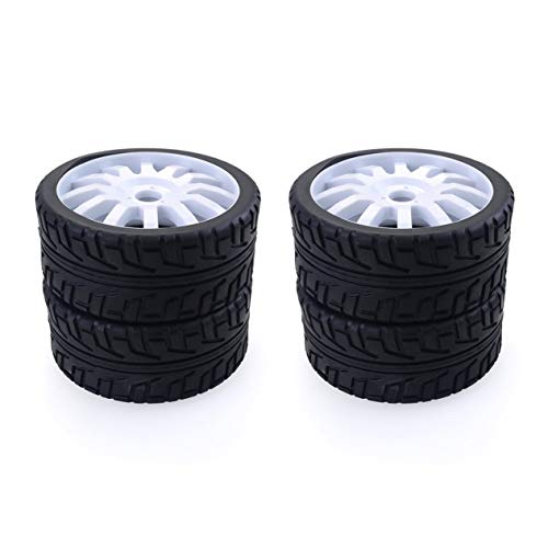 4PCS 1/8 RC Neumáticos de Goma Ruedas de plástico para Redcat Team Losi VRX HPI Kyosho HSP Carson Hobao 1/8 Buggy/On-Road Car-White(BCVBFGCXVB)