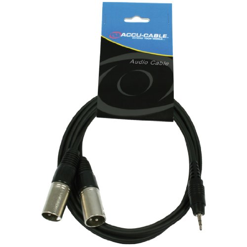 Accu Cable AC-J3S-2XM - Cable para altavoz XLR a mini jack TS (3.5 mm, macho, 1.5 m), negro
