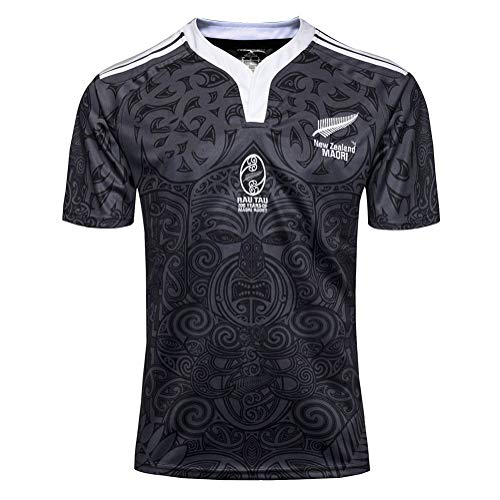 AFDLT 2019 New Zealand All Black Team Copa Mundial Polo Shirt Hombre Rugby Jersey Casual Redondo CháNdales Respirable Camiseta de fútbol Polo Shirt,5,XXL