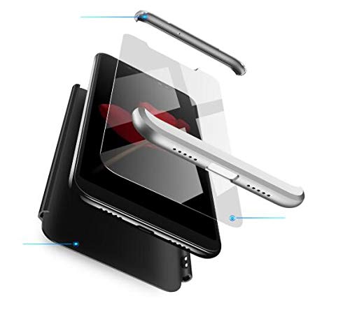 AKC Funda Compatible Samsung Galaxy Note 10 Plus con 360°Todo Incluido Anti-Scratch, con 2 * HD Vidrio Templado Carcasa Case,Ultra Fina 3 en 1 Hard PC Caja Cover Resistente al Desgaste-Plata Negro