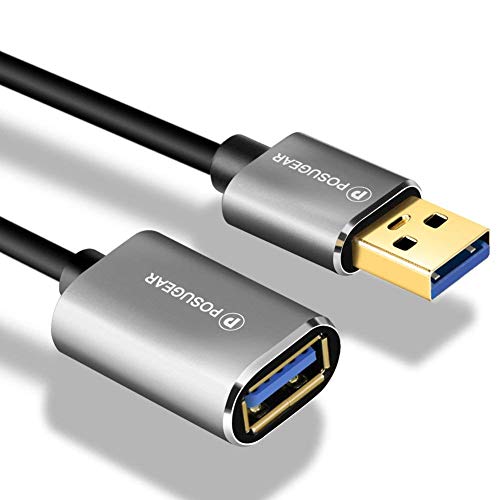 Cable alargador USB 3.0, POSUGEAR Chapado en oro Cable Extension USB tipo A Macho a tipo A Hembra (2m)
