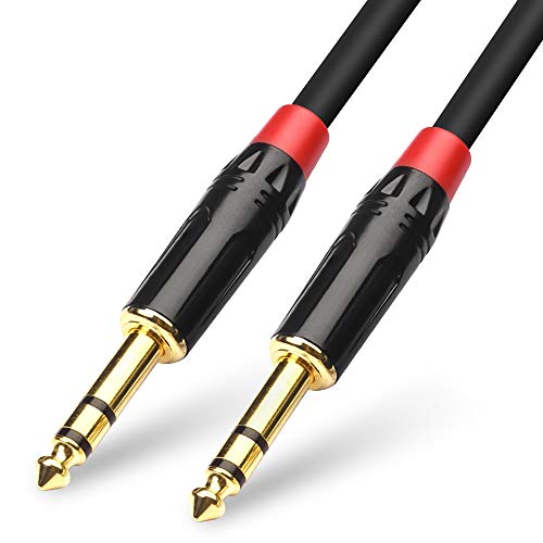 Cable TRS DISINO de 1/4 pulgadas, resistente, macho a macho estéreo de 6,35 mm a macho, cable de interconexión de audio balanceado, 1 metro