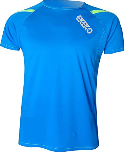 Camiseta EKEKO T Race DE Manga Corta para Hombre, Running, Atletismo, y Deportes en General. (XXL, Azul)