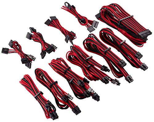 Corsair - Kit Pro (Cables para alimentadores protegidos de Forma Individual con Revestimiento Type 4 Gen 4 Corsair Premium), Rojo/Negro