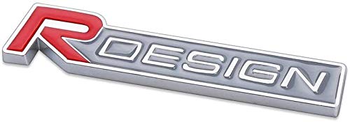 DDDXF 3D Metal R Design Etiquetas De Coche con Emblema Placa De Parrilla Delantera Car Styling para Volvo R Design S60 V60 Xc60 S60 V40, Redsticker
