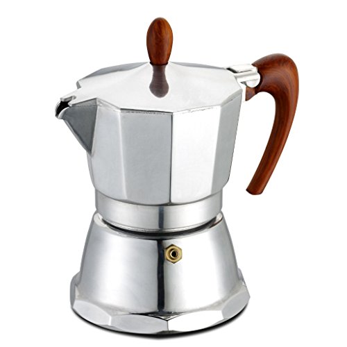 GAT Café Caffe - Cafetera exprés para cocinas - Aluminio - Asa y tirador color marrón - 9 tazas